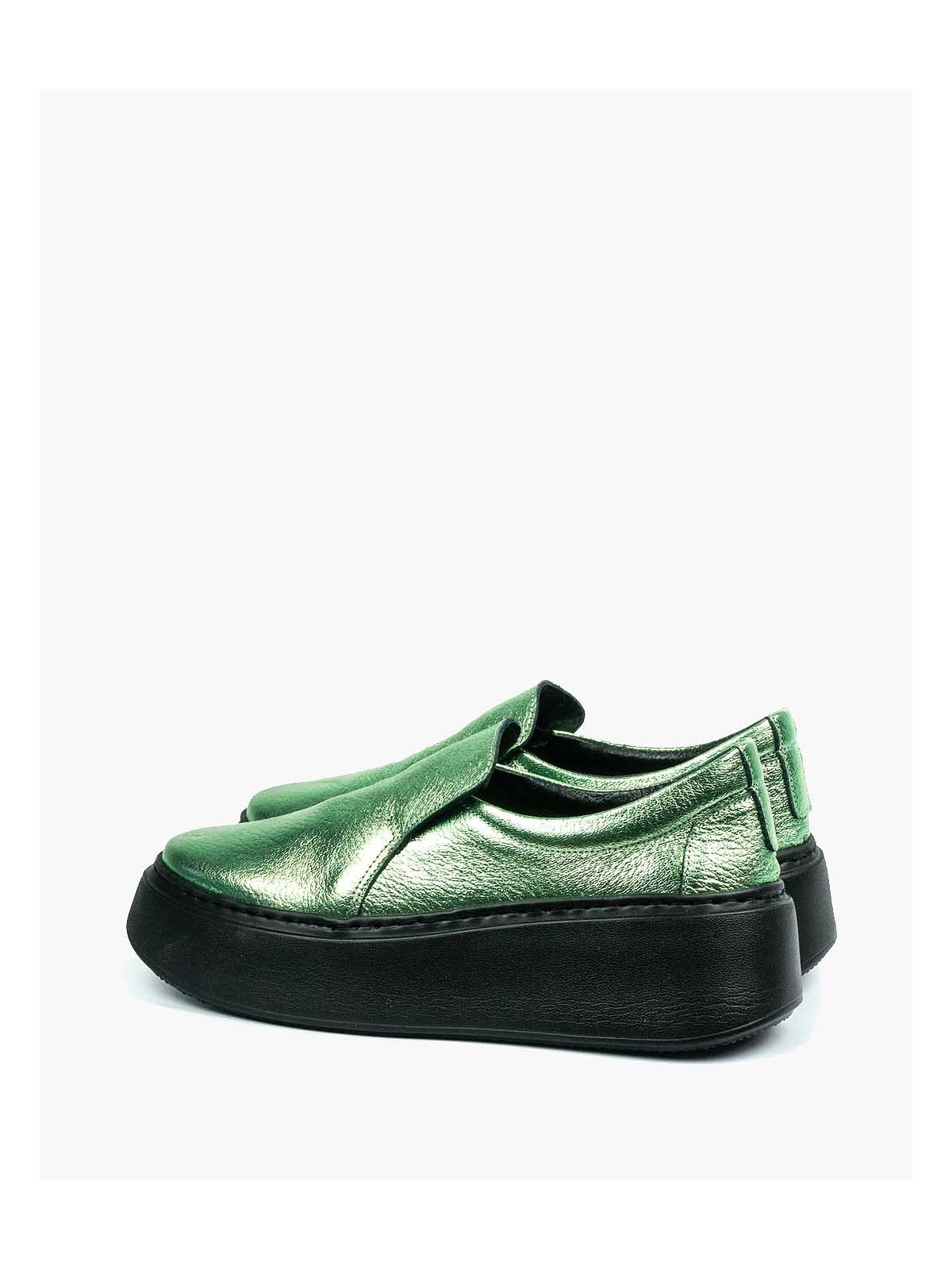 Zielone półbuty damskie skórzane
