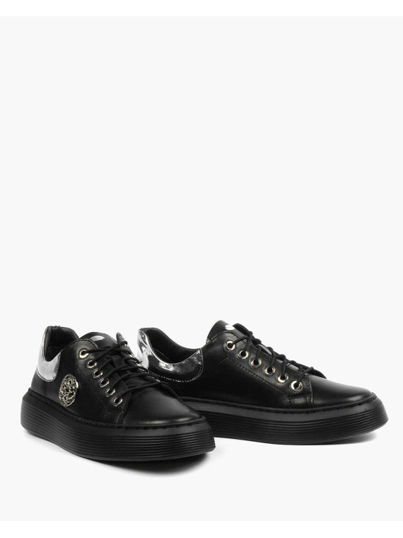 Czarne trampki damskie skórzane