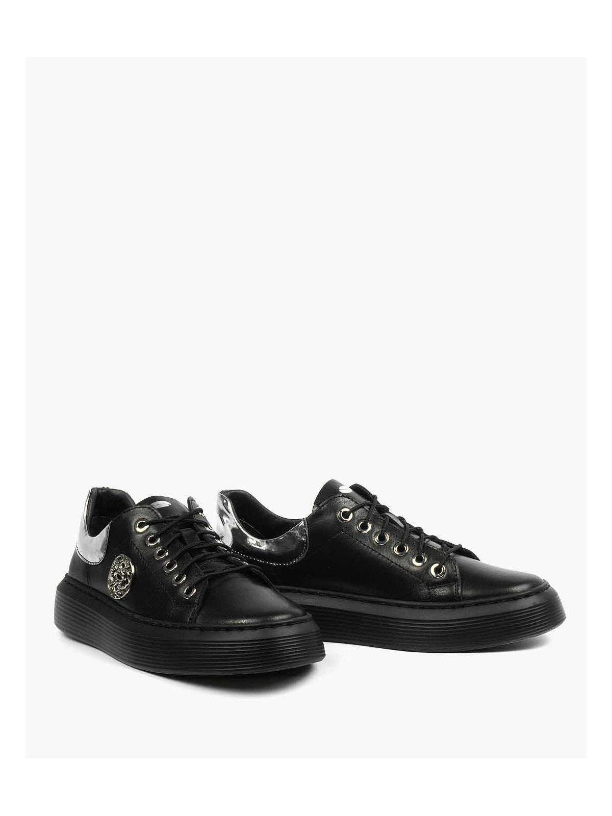 Czarne trampki damskie skórzane