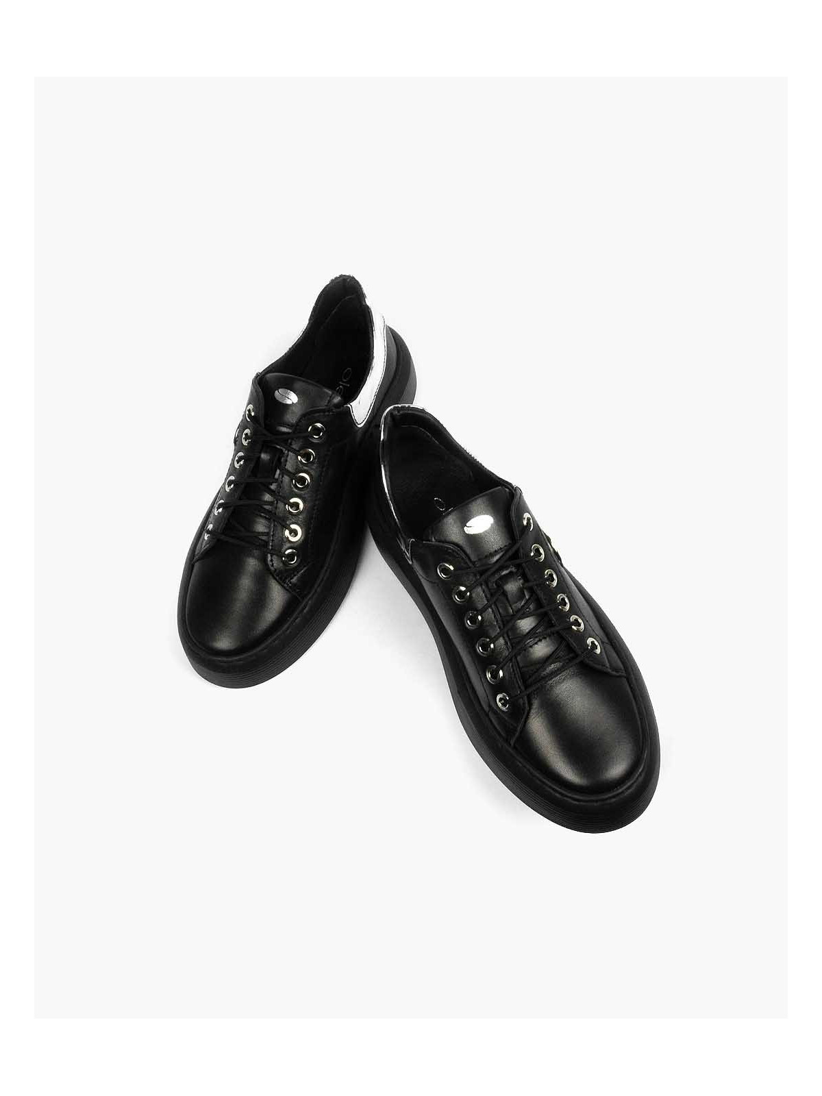 Czarne trampki damskie skórzane