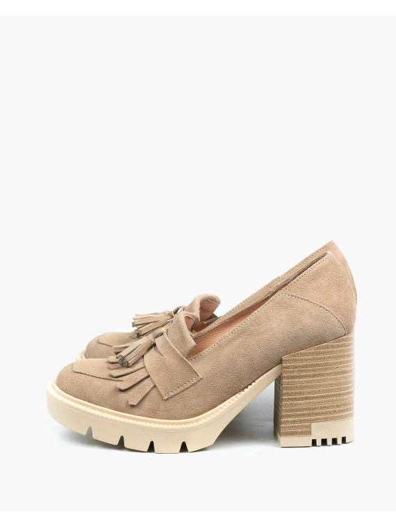 Beżowe półbuty damskie skórzane
