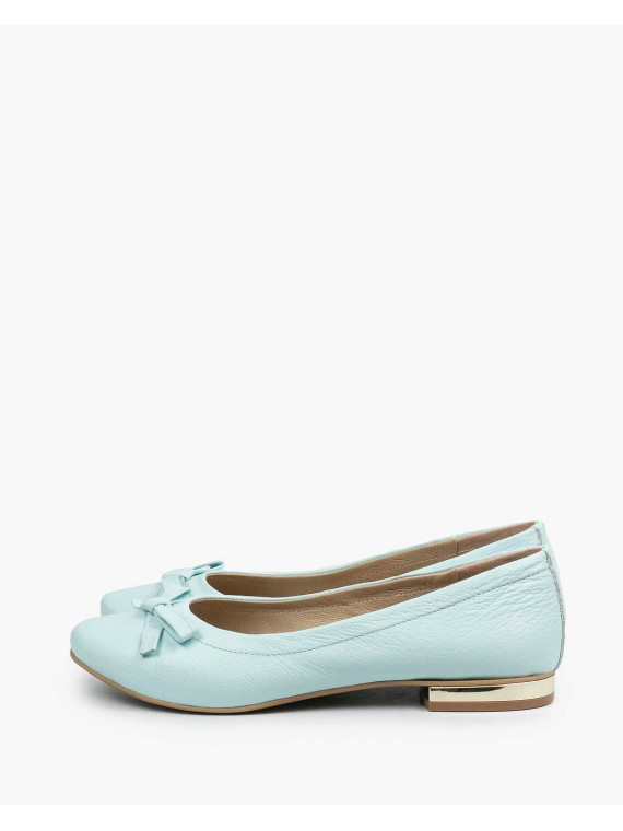 Niebieskie baleriny damskie skórzane