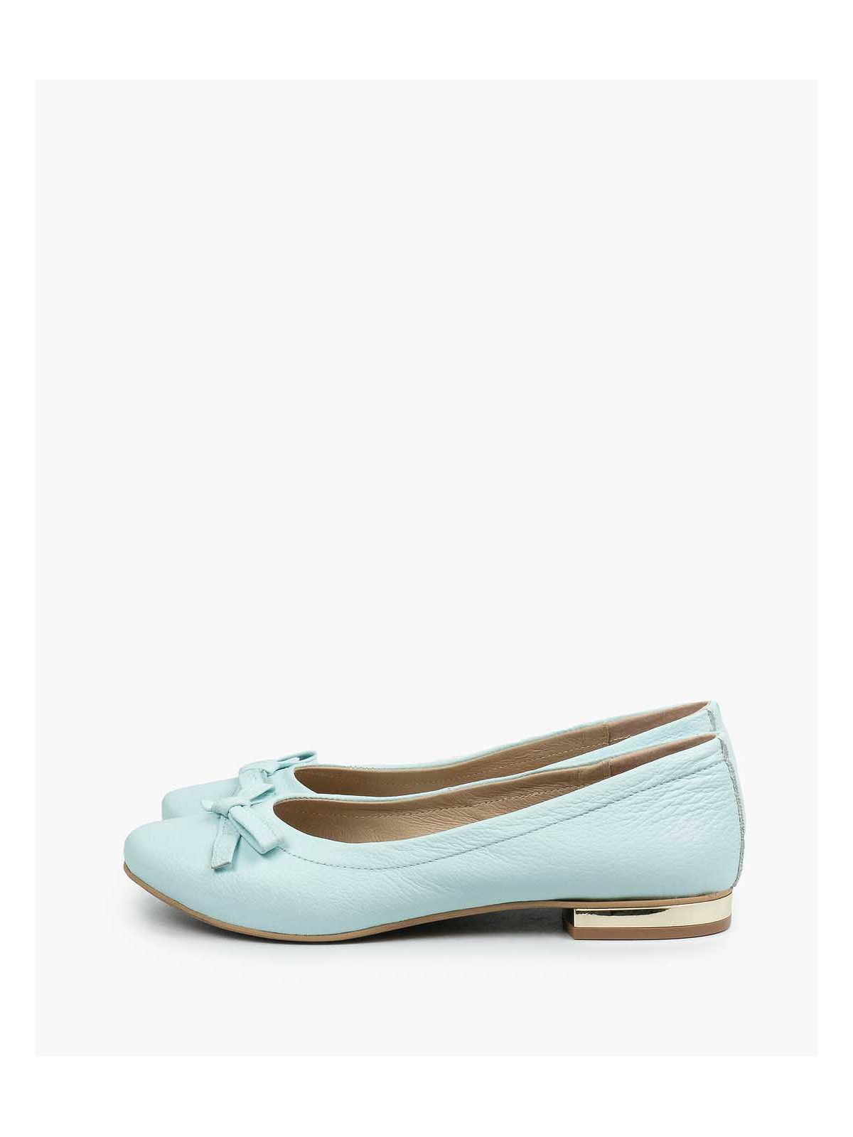 Niebieskie baleriny damskie skórzane