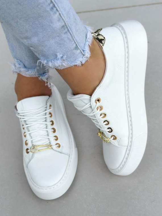 Białe trampki damskie skórzane