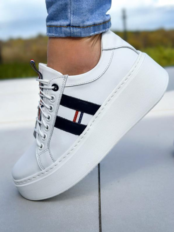 Białe trampki damskie skórzane