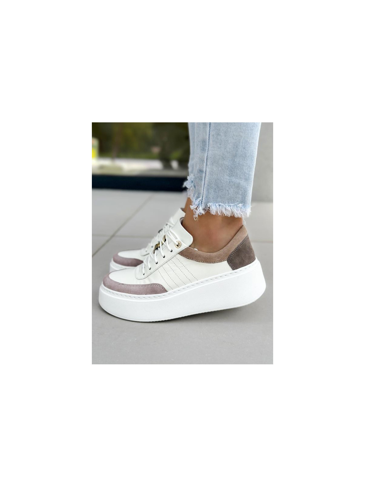 Trampki wielokolorowe damskie skórzane