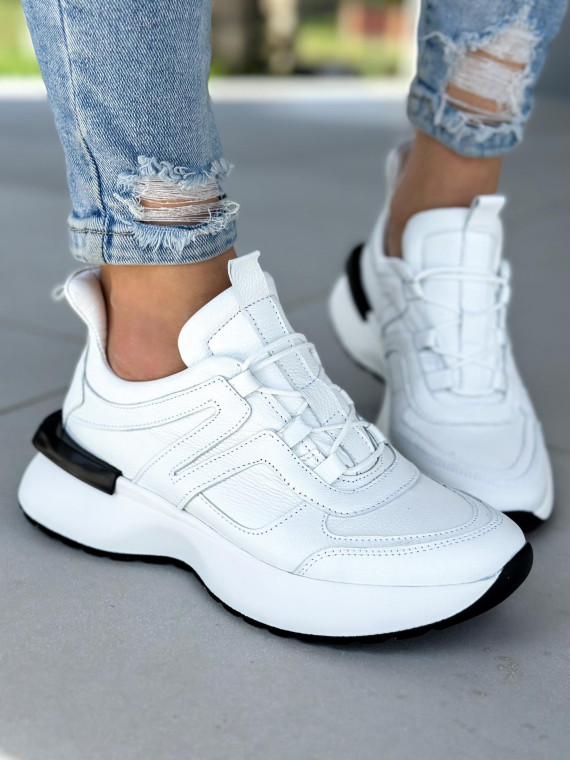 Białe sneakersy damskie skórzane