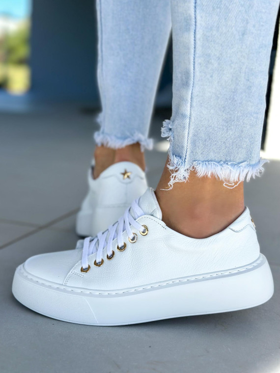 Białe trampki damskie skórzane