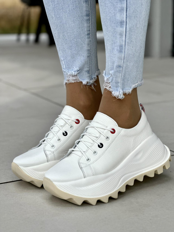 Białe sneakersy damskie skórzane OLEKSY polskiej produkcji