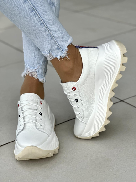 Białe sneakersy damskie skórzane OLEKSY polskiej produkcji