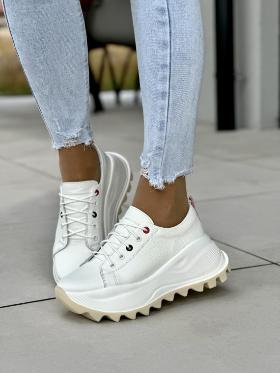 Białe sneakersy damskie skórzane OLEKSY polskiej produkcji