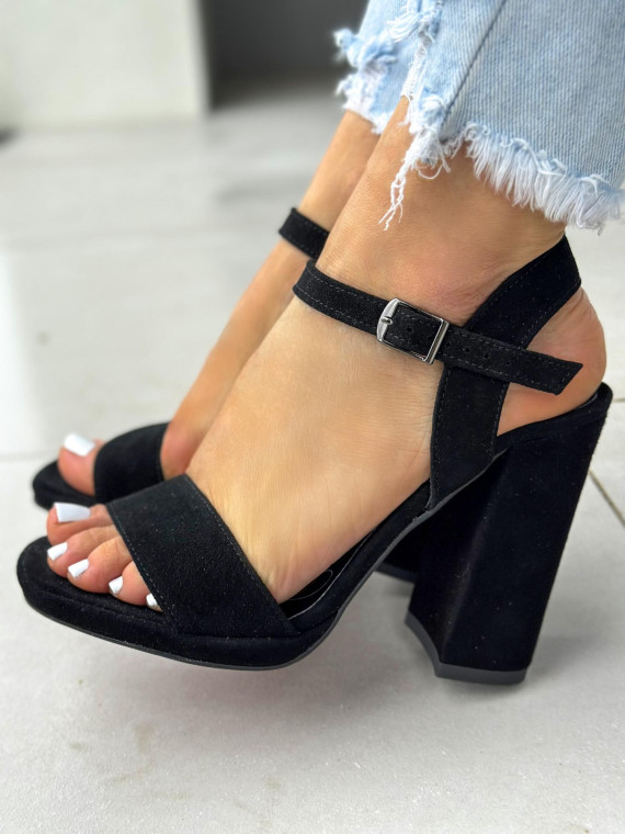 Czarne sandały damskie skórzane