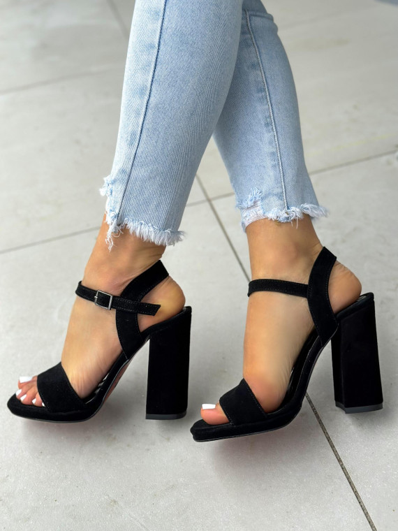 Czarne sandały damskie skórzane