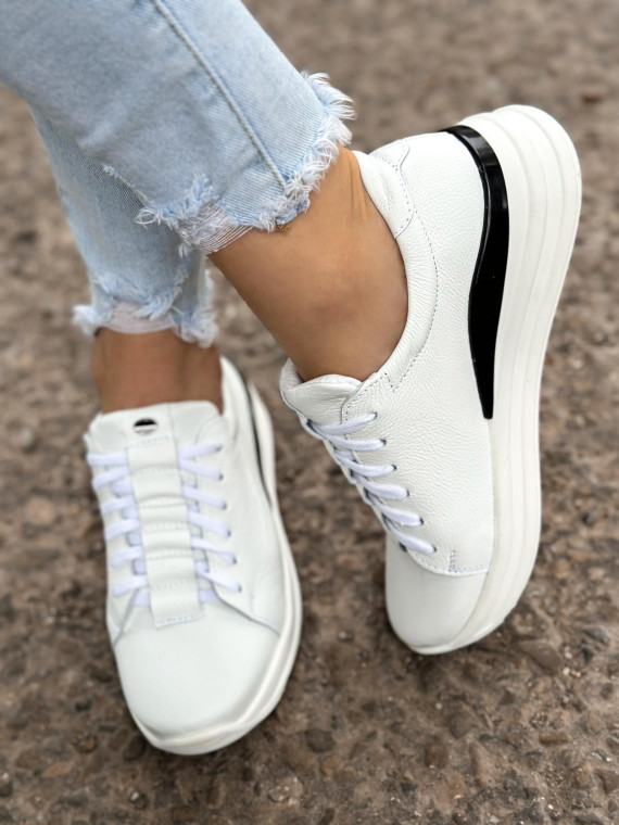 Białe trampki damskie skórzane