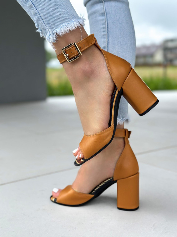 Rude sandały damskie skórzane