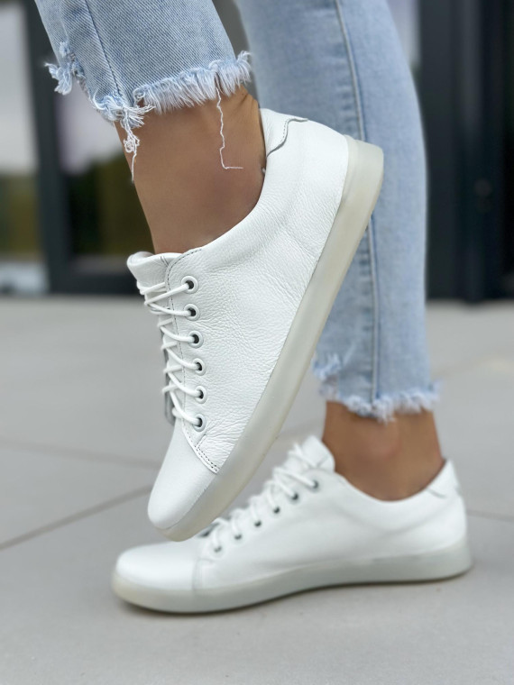 Białe trampki damskie skórzane
