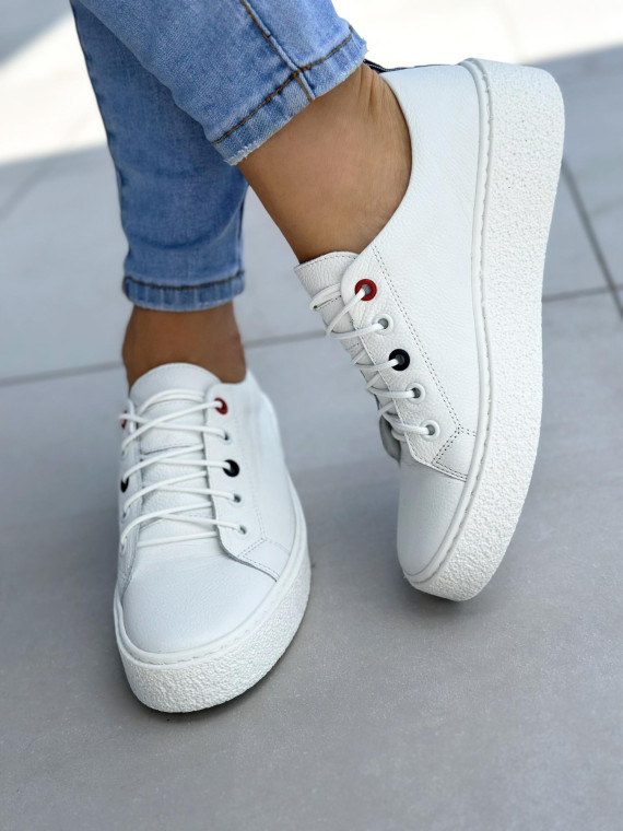 Białe trampki damskie skórzane
