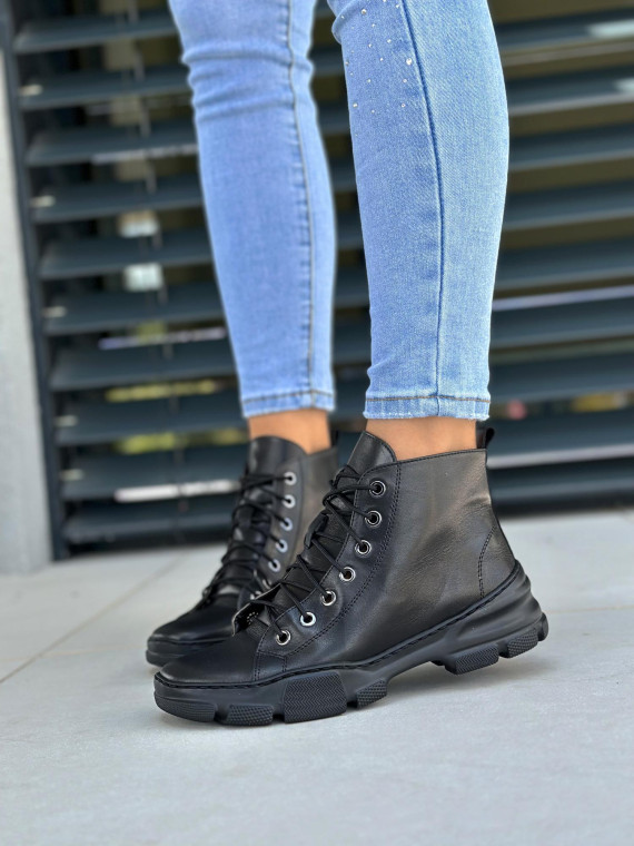 Czarne trampki damskie skórzane