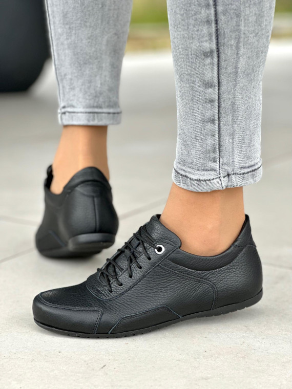 Czarne trampki damskie skórzane OLEKSY polskiej produkcji