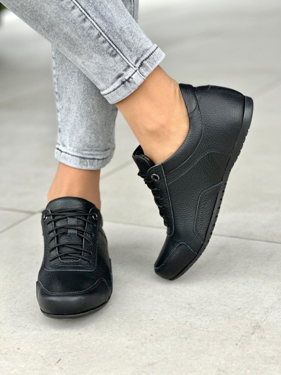Czarne trampki damskie skórzane OLEKSY polskiej produkcji