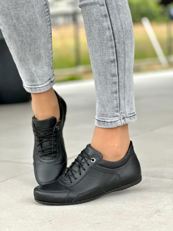 Czarne trampki damskie skórzane OLEKSY polskiej produkcji