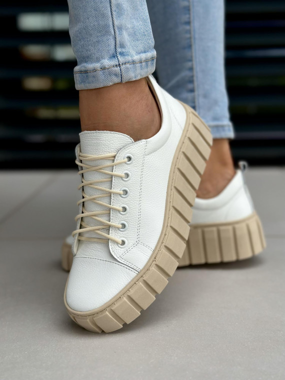 Białe trampki damskie skórzane