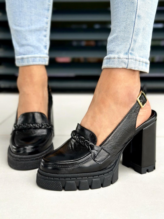 Czarne sandały damskie skórzane