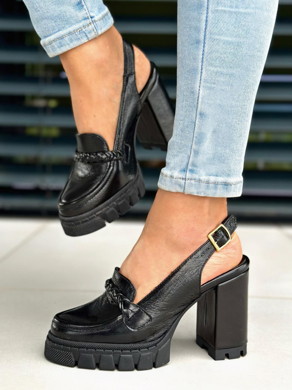 Czarne sandały damskie skórzane