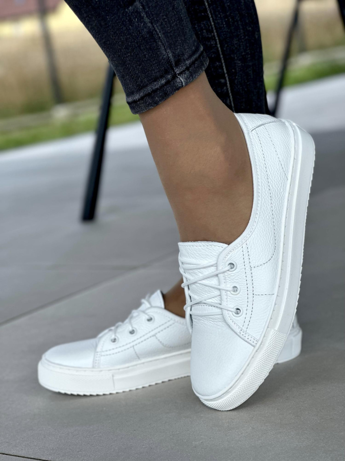 Białe trampki damskie skórzane OLEKSY Polskiej produkcji