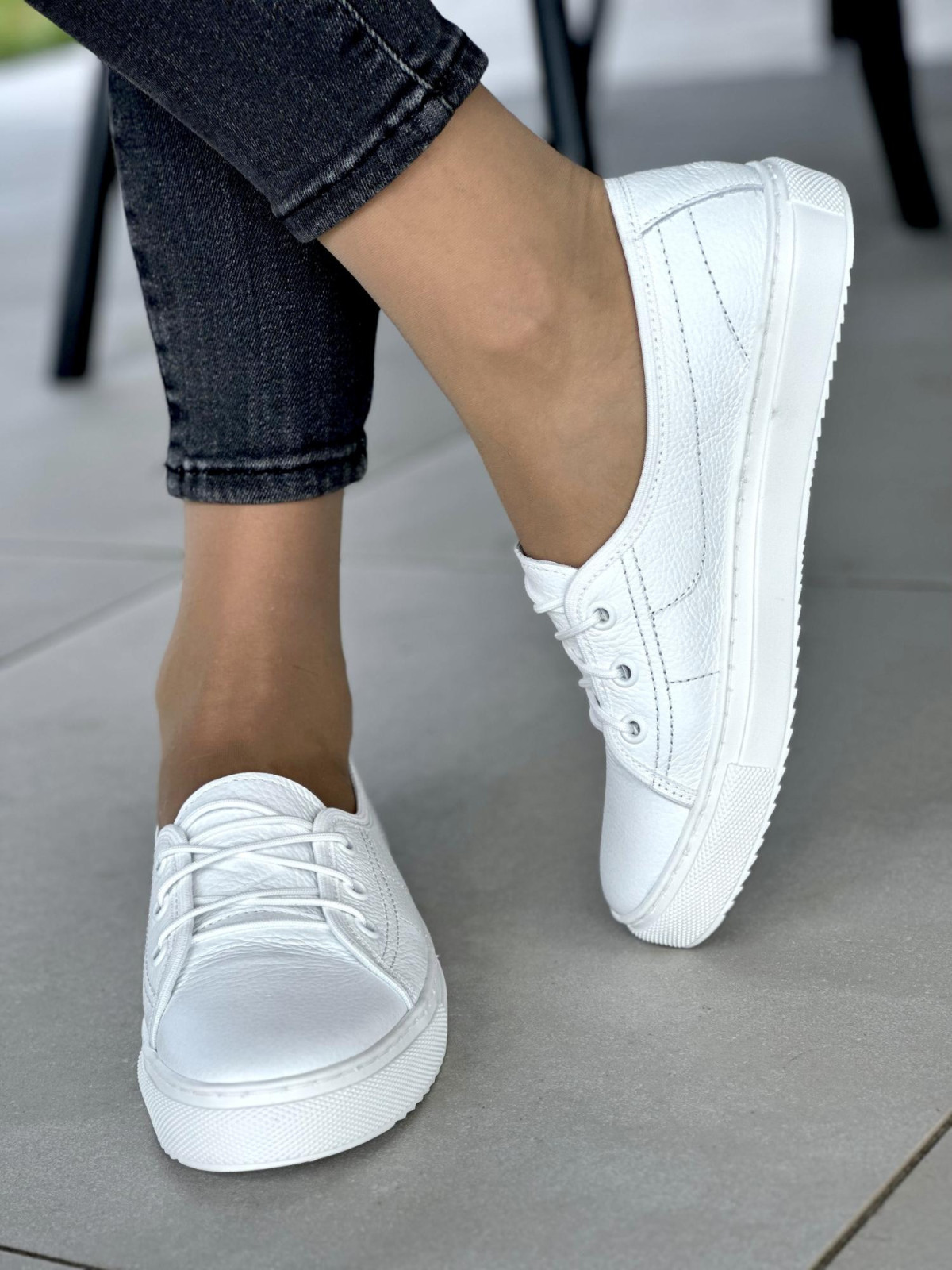 Białe trampki damskie skórzane OLEKSY Polskiej produkcji