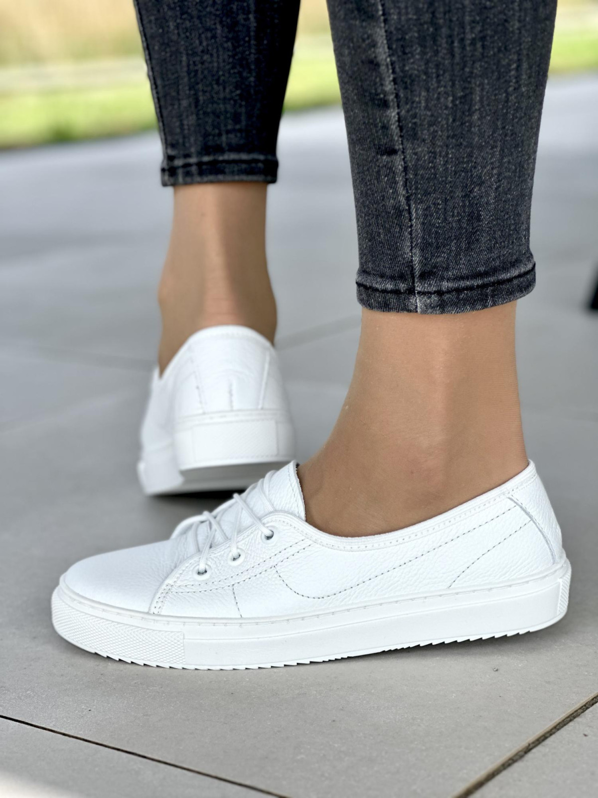 Białe trampki damskie skórzane OLEKSY Polskiej produkcji