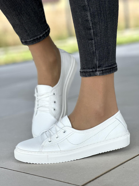 Białe trampki damskie skórzane OLEKSY Polskiej produkcji