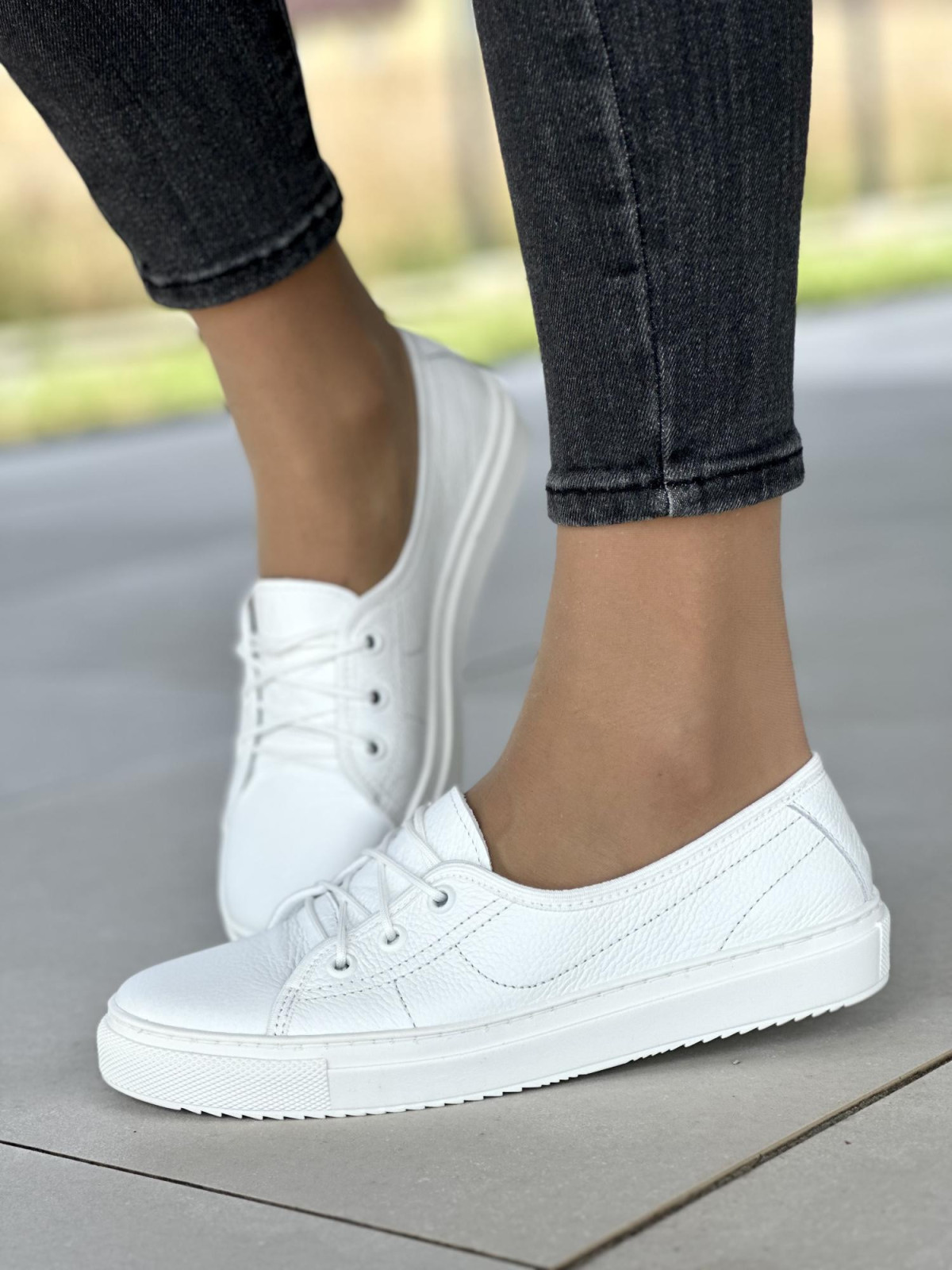 Białe trampki damskie skórzane OLEKSY Polskiej produkcji