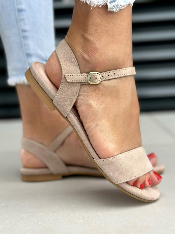 Beżowe sandały damskie skórzane