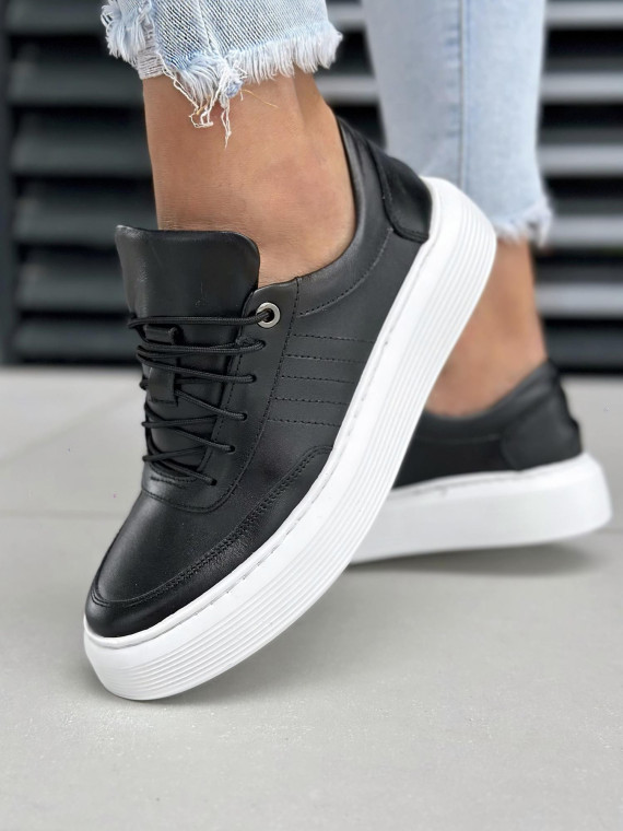 Czarne trampki damskie skórzane