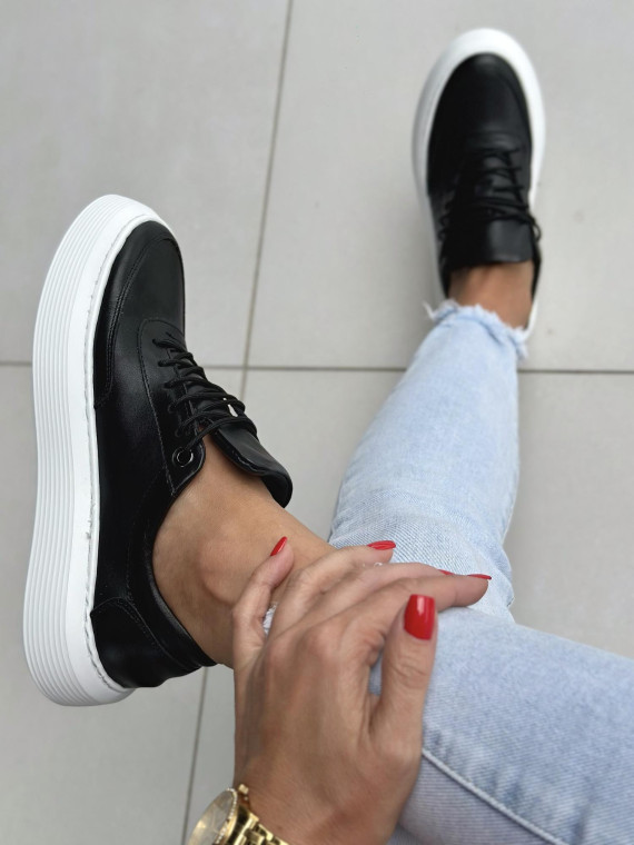 Czarne trampki damskie skórzane