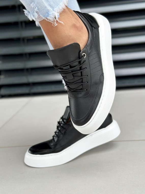 Czarne trampki damskie skórzane