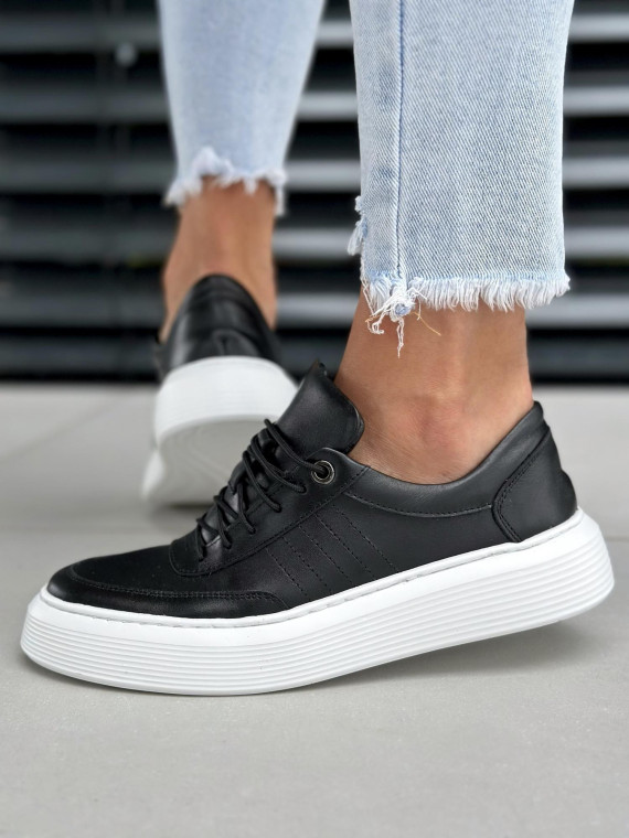 Czarne trampki damskie skórzane