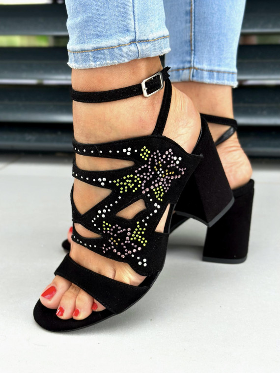 Czarne sandały damskie skórzane