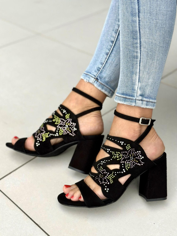 Czarne sandały damskie skórzane