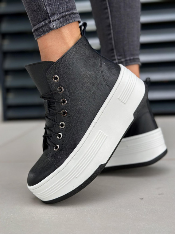 Czarne trampki damskie skórzane