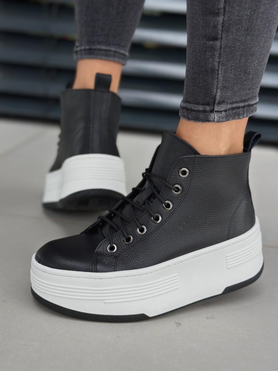 Czarne trampki damskie skórzane