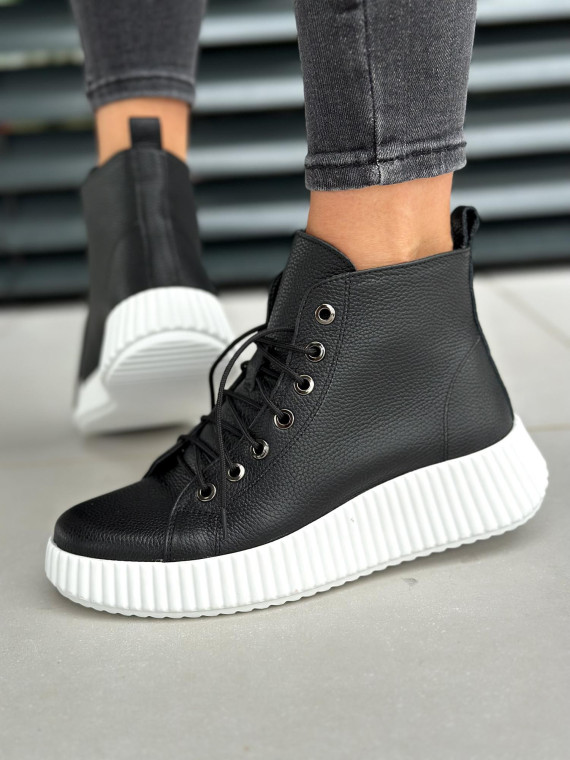 Czarne trampki damskie skórzane