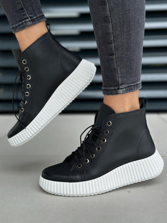 Czarne trampki damskie skórzane