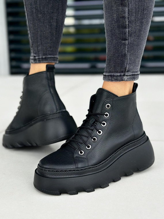 Czarne trampki damskie skórzane