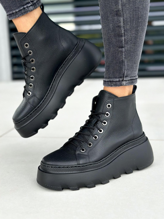 Czarne trampki damskie skórzane