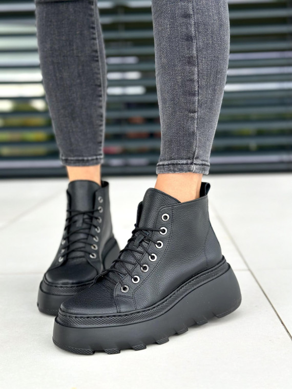 Czarne trampki damskie skórzane