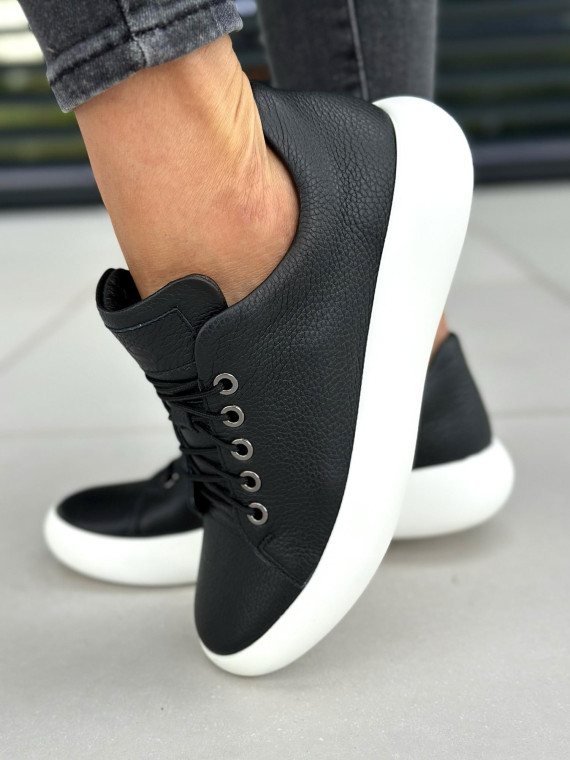 Czarne trampki damskie skórzane