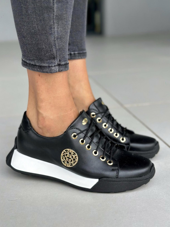 Czarne trampki damskie skórzane