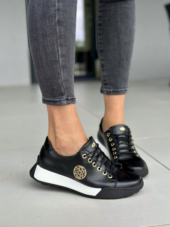 Czarne trampki damskie skórzane